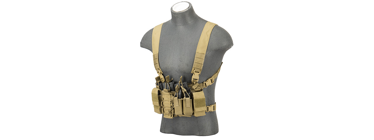 UK ARMS AIRSOFT D-MITTSU QR COMBAT CHEST RIG - KHAKI - Click Image to Close