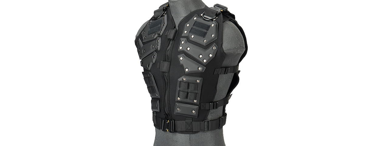 Tactical Airsoft Vest Body Armory w/ Padded Chest Protector (BLACK) - Click Image to Close