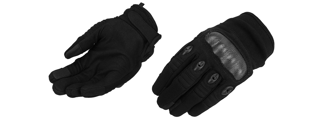 Lancer Tactical Kevlar Airsoft Tactical Hard Knuckle Gloves [MED] (BLACK) - Click Image to Close