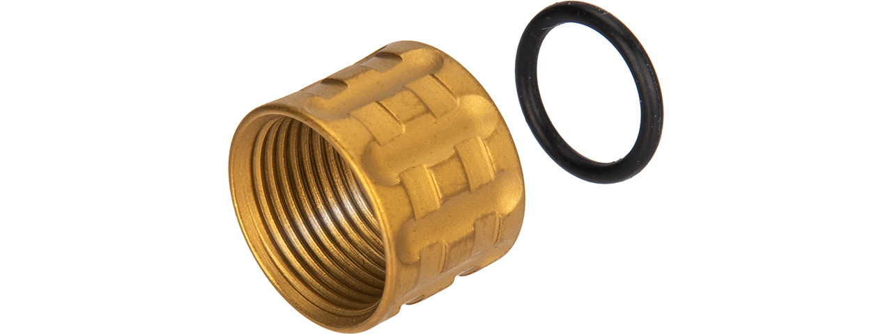 Atlas Custom Works Knurled Thread Protector [14mm CCW] (GOLD) - Click Image to Close