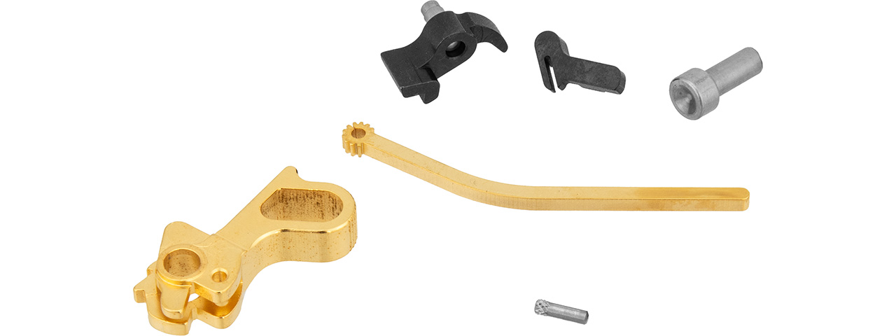 Airsoft Masterpiece CNC Steel Hammer & Sear Set for Hi-Capa [S Type DVC] (GOLD) - Click Image to Close
