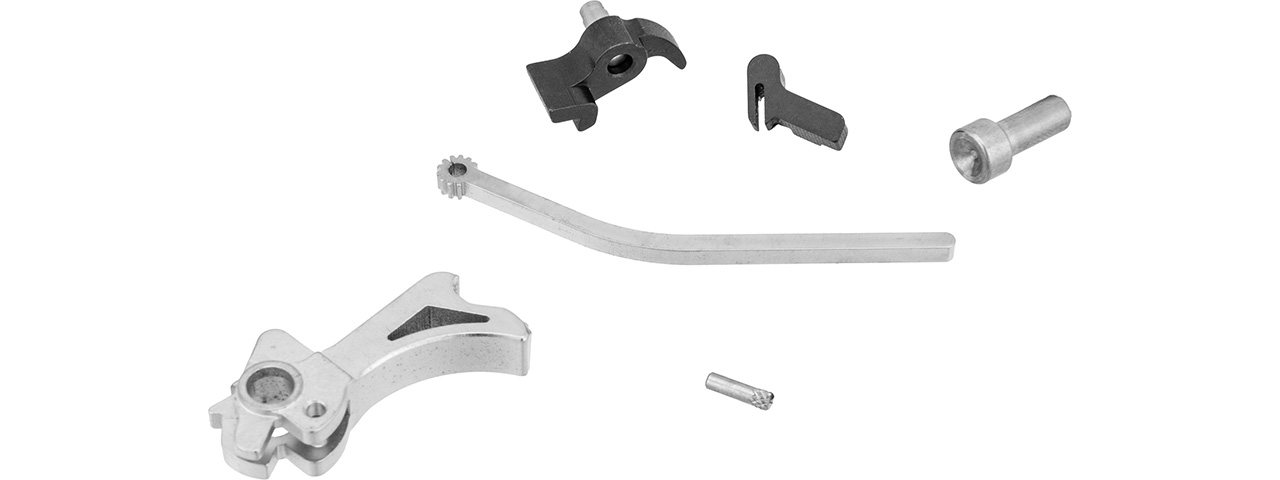 Airsoft Masterpiece CNC Steel Hammer & Sear Set for Hi-Capa [S Style Spur] (SILVER) - Click Image to Close