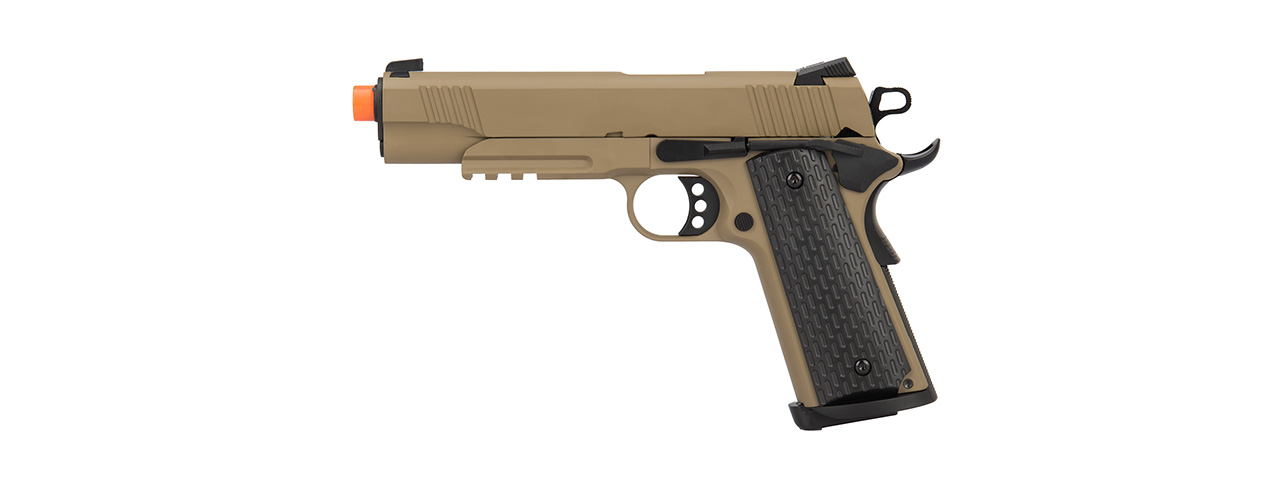 Army Armament Full Metal R28 1911 Desert Warrior GBB Airsoft Pistol (TAN) - Click Image to Close