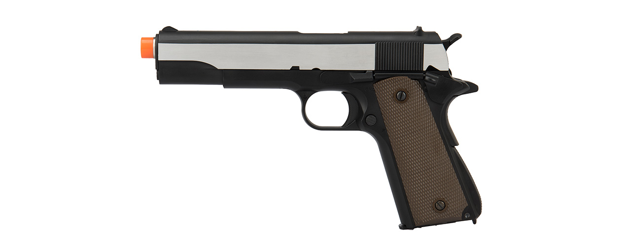 Army Armament Full Metal R31 1911 Gas Blowback Airsoft Pistol w/ Imitation Wood Grips (BLACK / SILVER) - Click Image to Close