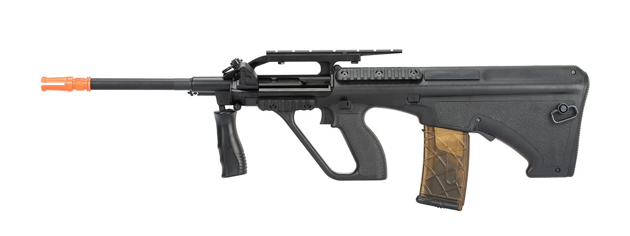 Army Armament Polymer AUG Civilian AEG Airsoft Rifle w/ Top Rail (BLACK) - Click Image to Close