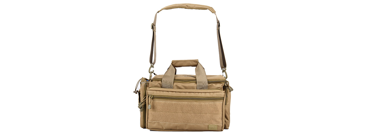 Lancer Tactical Weather Resistant Shooting Range Bag w/ Shoulder Strap (Color: Khaki) - Click Image to Close