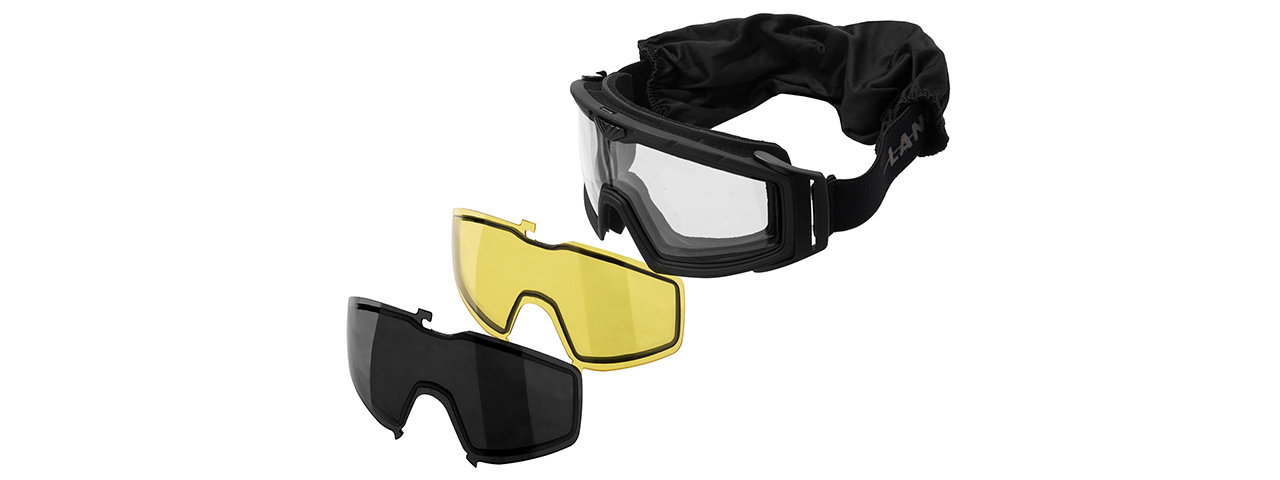 Lancer Tactical Rage Protective Black Airsoft Goggles (SMOKE/YELLOW/CLEAR LENS) - Click Image to Close