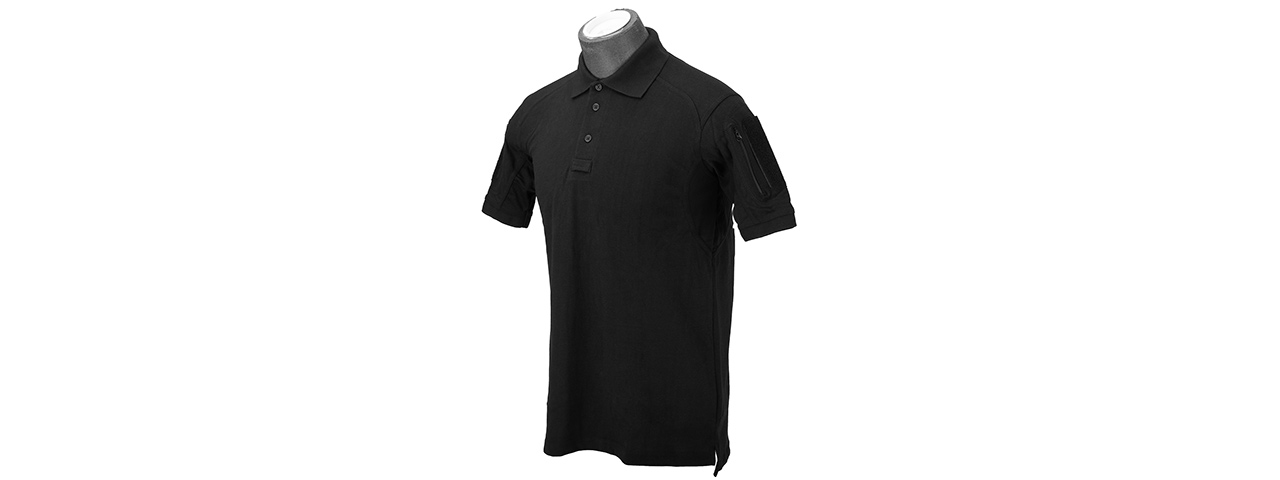 Lancer Tactical Polyester Fabric Polo Shirt [Medium] (BLACK) - Click Image to Close