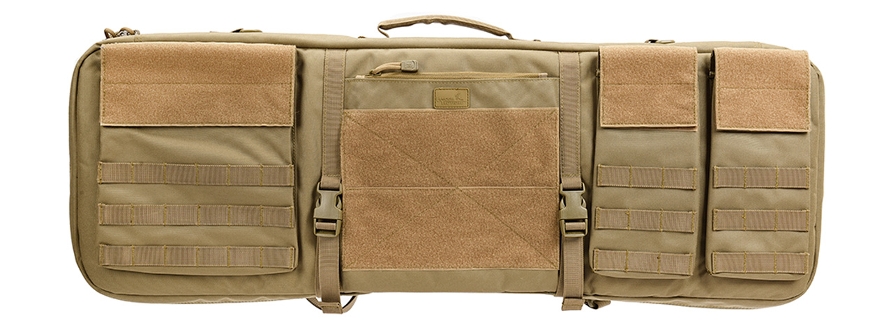 Lancer Tactical 1000D Nylon 3-Way Carry 35" Double Rifle Gun Bag (TAN) - Click Image to Close