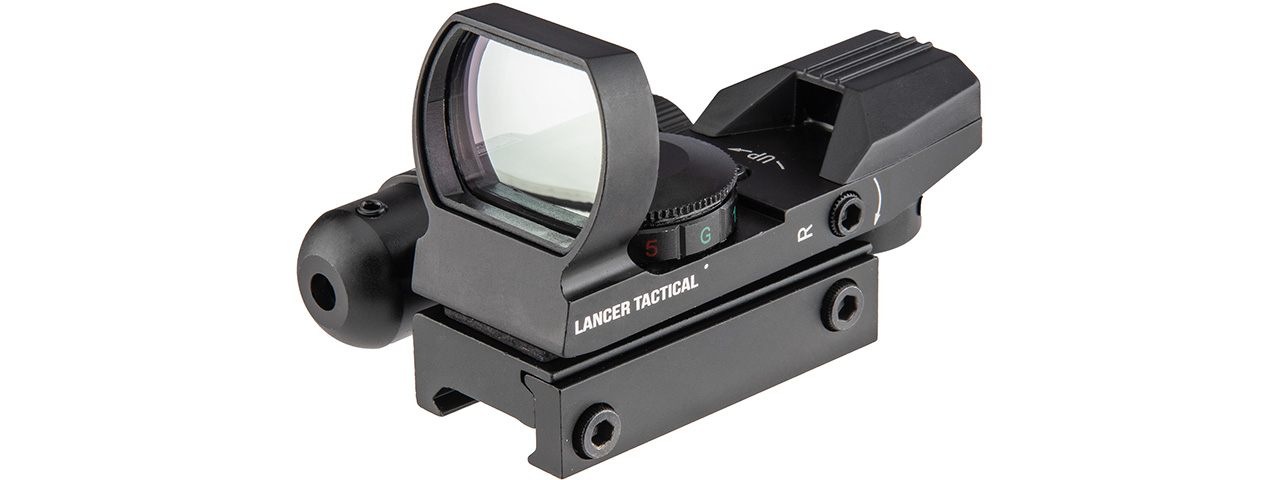 Lancer Tactical 4-Reticle Red/Green Dot Reflect Sight w/ Laser (Black) - Click Image to Close