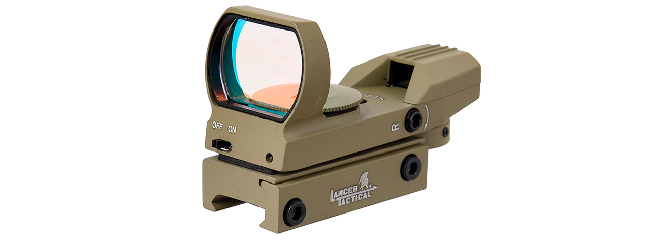 Lancer Tactical 4 Reticle Red Control Reflex Sight (TAN) - Click Image to Close