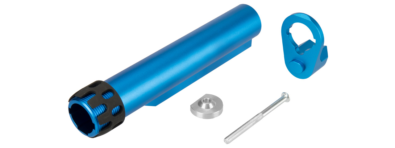 Lancer Tactical Buffer Tube, Extended End Plate, and Enhanced Castle Nut (BLUE ) - Click Image to Close