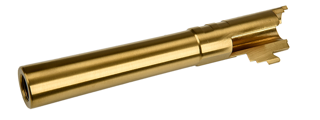COWCOW Bull Style Threaded Outer Barrel for TM Hi-Capa 5.1 Pistols (GOLD) - Click Image to Close