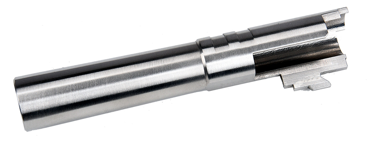 COWCOW Bull Style Threaded Outer Barrel for TM Hi-Capa 4.3 GBB Pistols (SILVER) - Click Image to Close