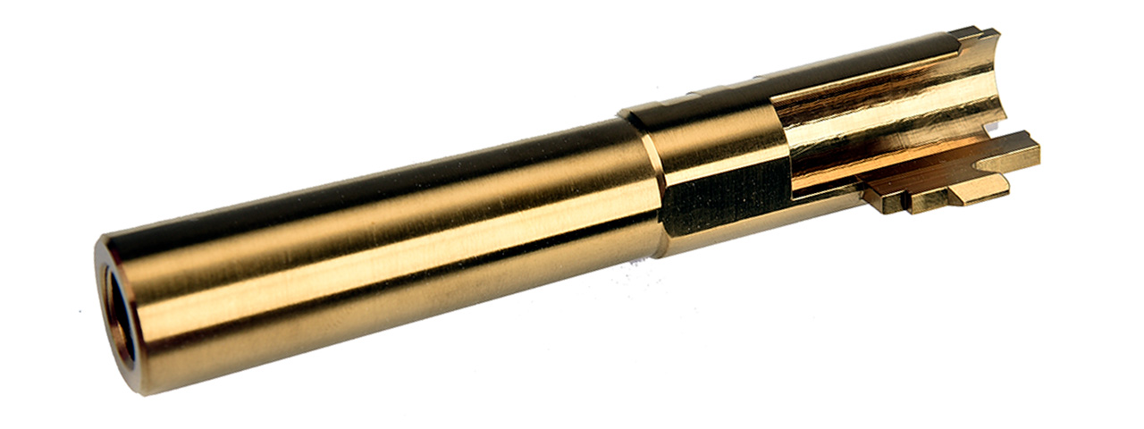 COWCOW Bull Style Threaded Outer Barrel for TM Hi-Capa 4.3 GBB Pistols (GOLD) - Click Image to Close