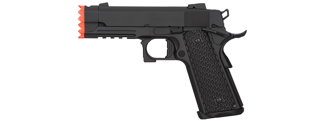 Golden Eagle IMF 3308 Hi Capa Semi-Auto GBB Metal Pistol w/ Integrated Muzzle Break (Color: Black) - Click Image to Close