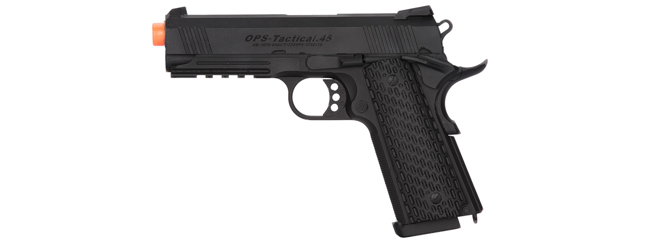 Golden Eagle IMF Night Warrior 3309 OTS Tactical .45 HiCapa Semi-Auto GBB Metal Pistol, BK - Click Image to Close