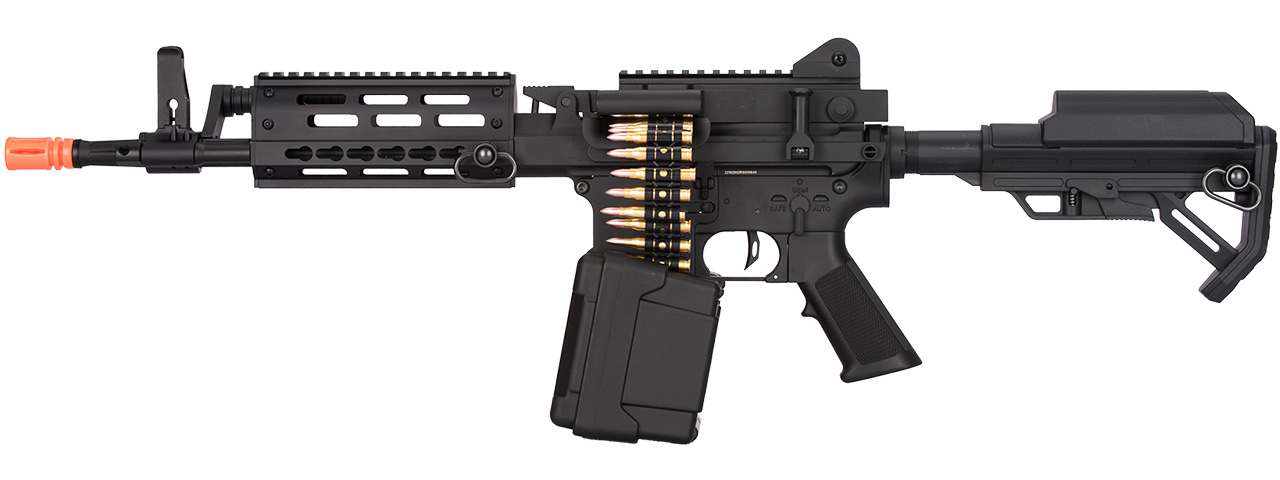 Golden Eagle MCR Light Machine Gun LMG Airsoft AEG Rifle [Short Barrel] (BLACK) - Click Image to Close