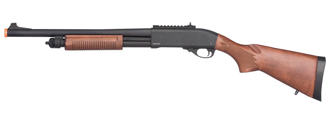 Golden Eagle M870 3/6-Shot Pump Action Gas Airsoft Shotgun (WOOD) - Click Image to Close