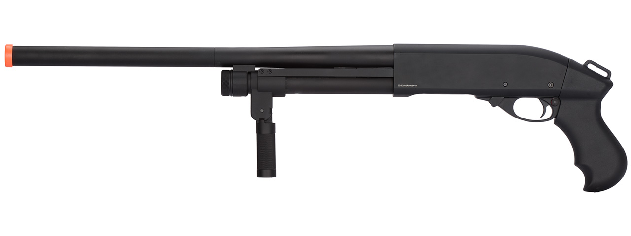 Golden Eagle M870 3/6-Shot Pump Action Gas Airsoft Shotgun w/ Forend Grip (BLACK) - Click Image to Close