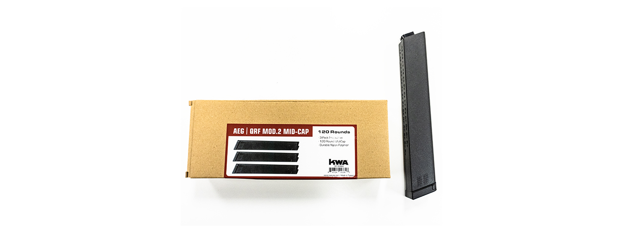 KWA 120rd QRF MOD.2 Mid Capacity AEG Magazines [3 Pack] (BLACK) - Click Image to Close