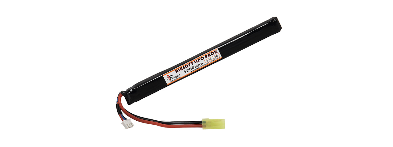 iPower 7.4V LiPo 1200 mAh 20C Stick Airsoft Battery - Click Image to Close