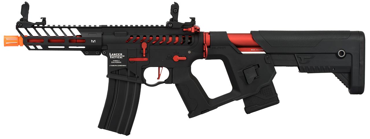 Lancer Tactical Low FPS Enforcer Needletail Skeleton M4 Airsoft Rifle (Color: Black & Red) - Click Image to Close