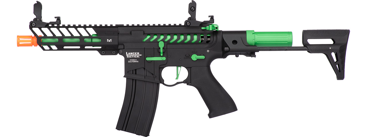 Lancer Tactical ProLine NEEDLETAIL PDW Skeleton AEG [Low FPS] (BLACK/GREEN) - Click Image to Close