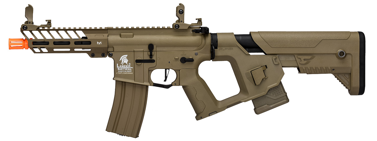 Lancer Tactical Low FPS Hybrid Enforcer Needletail Airsoft AEG Rifle w/ Alpha Stock (Color: Tan) - Click Image to Close