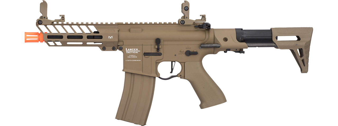 Lancer Tactical Low FPS ProLine Needletail Airsoft AEG Rifle with PDW Stock (Color: Tan) - Click Image to Close