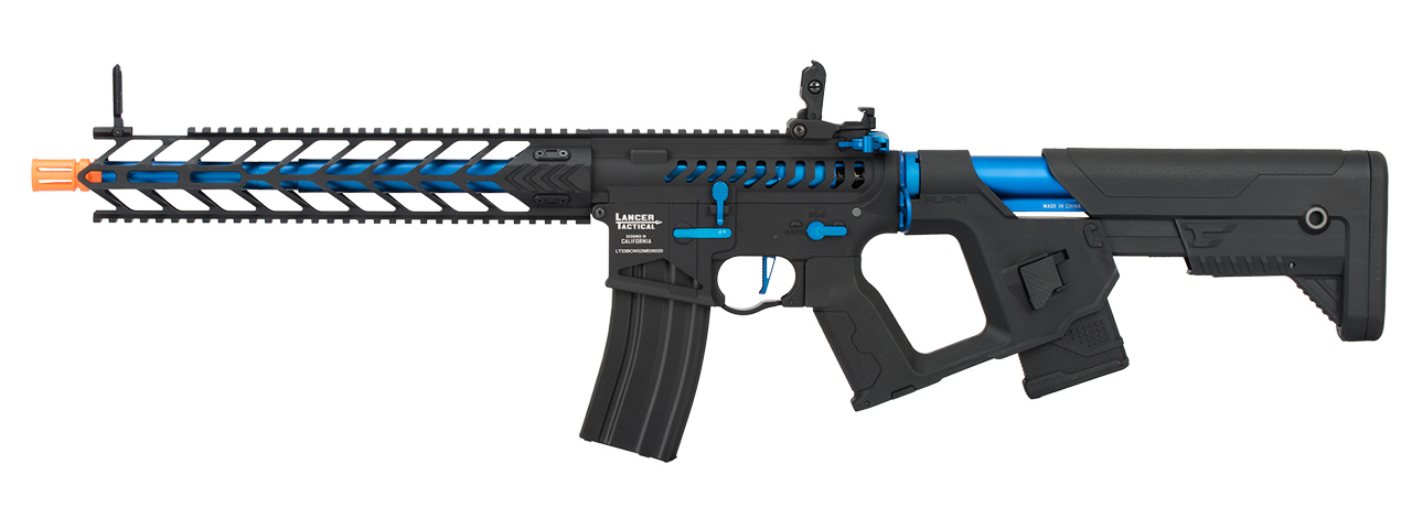 Lancer Tactical Enforcer NIGHT WING Skeleton AEG [HIGH FPS] (BLACK + NAVY BLUE) - Click Image to Close