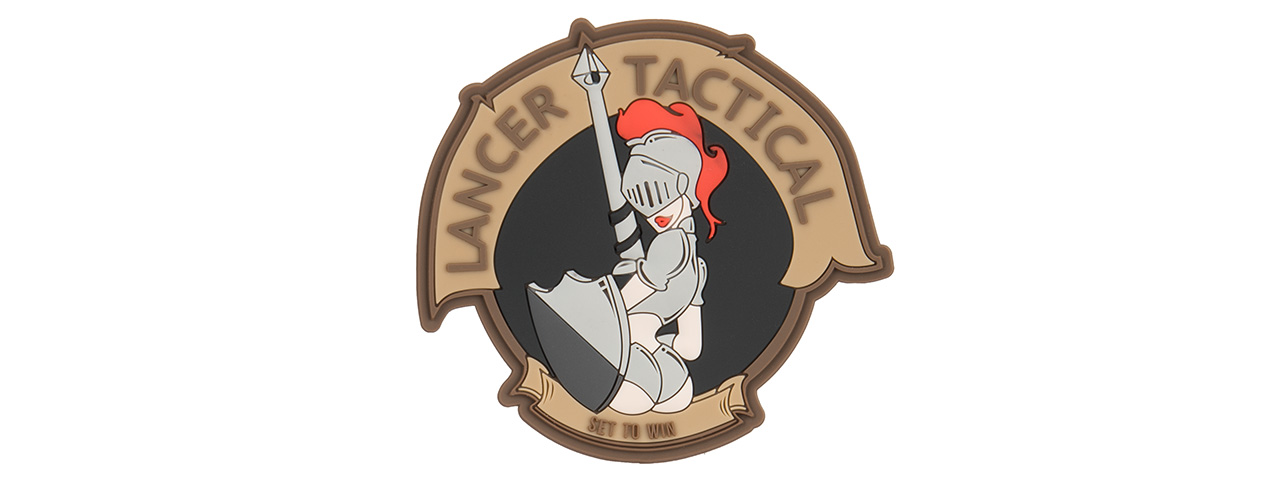 Lancer Tactical Knight Pin Up PVC Morale Patch (TAN) - Click Image to Close