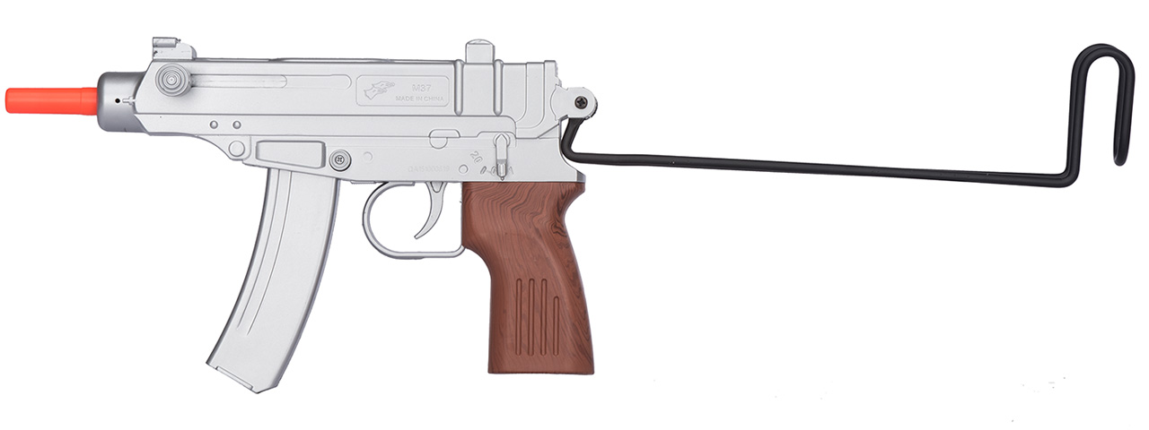 UKARMS M37AS Scorpion Spring Pistol w/ Folding Stock (Silver) - Click Image to Close