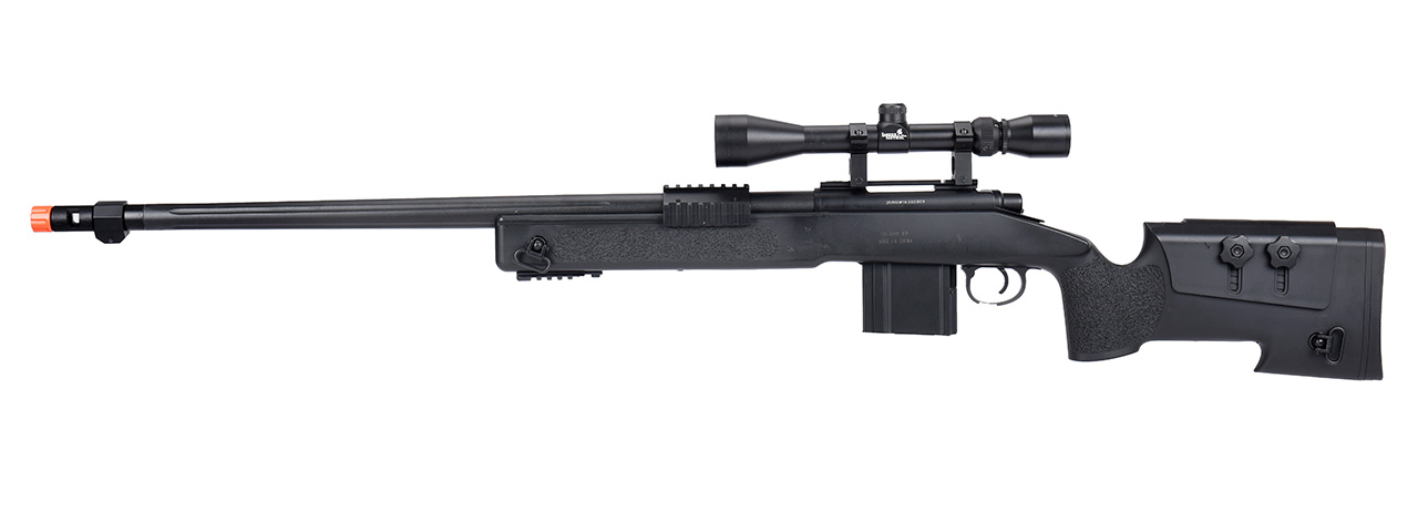 WellFire MB4416 M40A3 Bolt Action Sniper Rifle w/ Scope (BLACK) - Click Image to Close