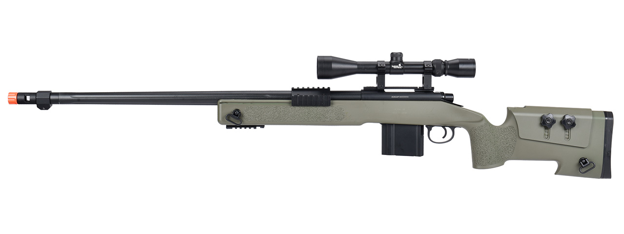 WellFire MB4416 M40A3 Bolt Action Sniper Rifle w/ Scope (OD GREEN) - Click Image to Close