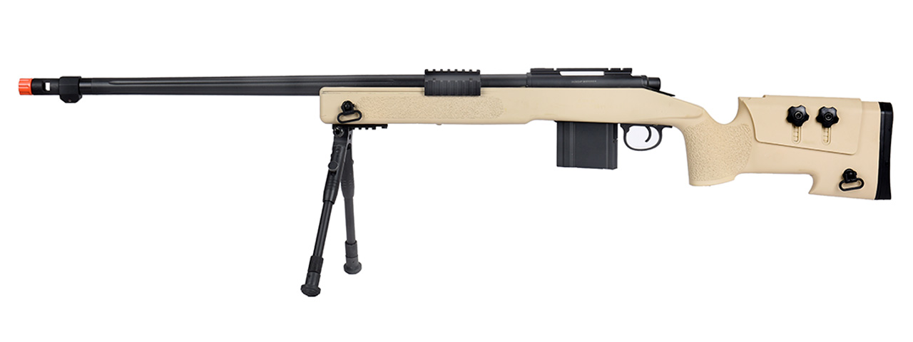 WellFire MB4416 M40A3 Bolt Action Sniper Rifle w/ Bipod (TAN) - Click Image to Close