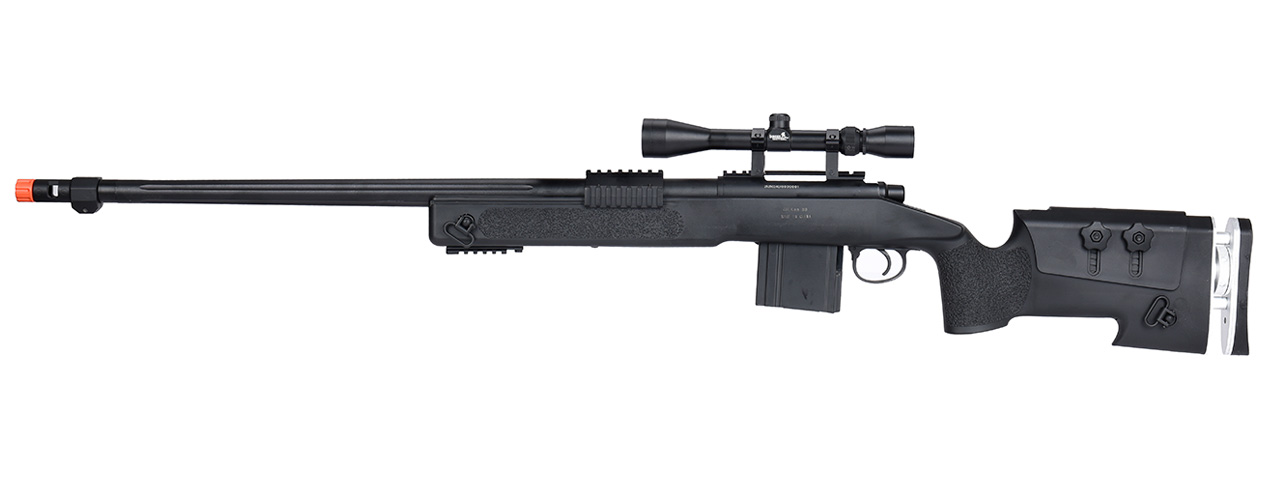 WellFire MB4417 M40A3 Bolt Action Airsoft Sniper Rifle w/ Scope (BLACK) - Click Image to Close