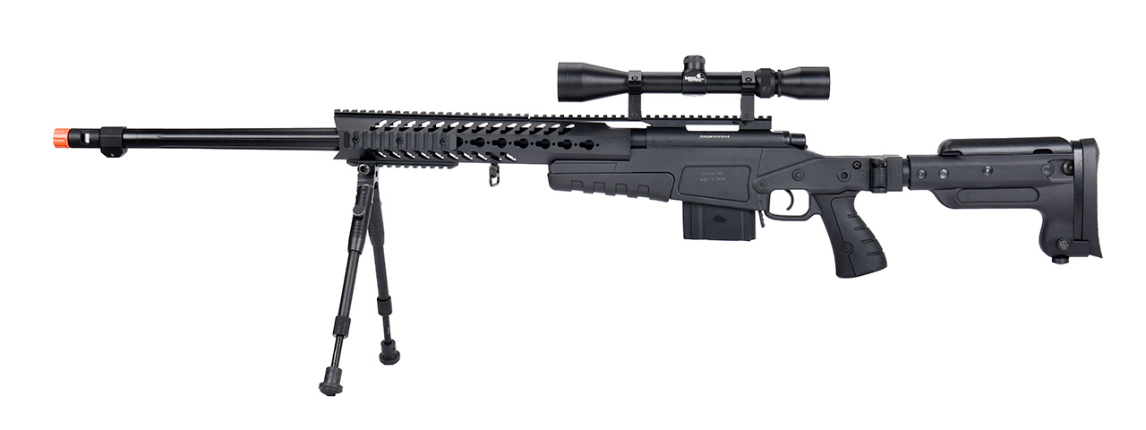 WellFire MB4418-3 Bolt Action Airsoft Sniper Rifle w/ Scope & Bipod (BLACK) - Click Image to Close