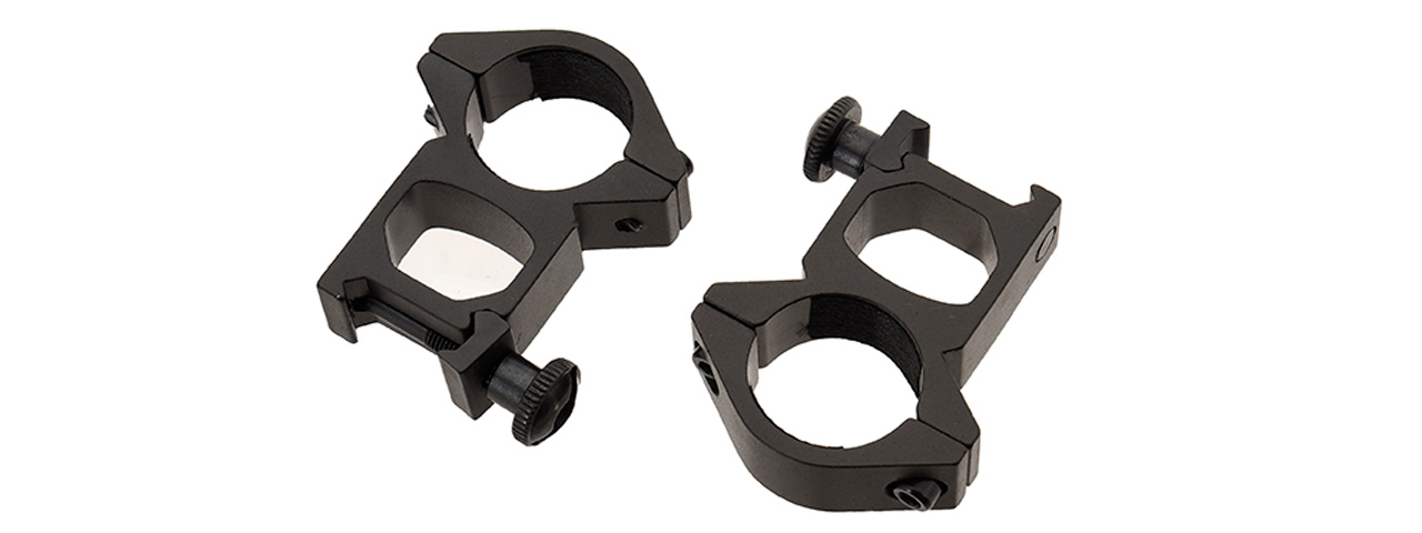 Metal 1" (25mm) Weaver/Picatinny Scope Mount Rings (BLACK) - Click Image to Close