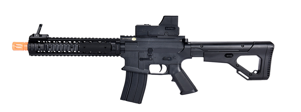 UK ARMS P2214 QUAD RIS M4 SPRING RIFLE W/ ADJUSTABLE STOCK (BLACK) - Click Image to Close