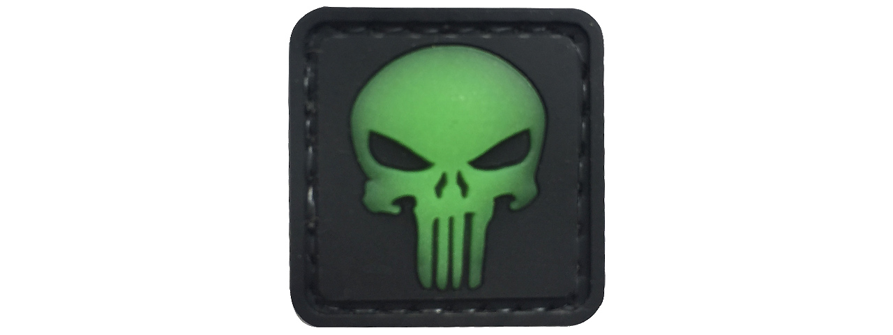 G-Force Punishing Skull Glow in the Dark PVC Morale Patch (BLACK / GREEN) - Click Image to Close