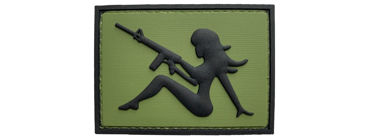 G-Force Mudflap Girl w/ Rifle PVC (Right) Patch (OD/BLACK) - Click Image to Close