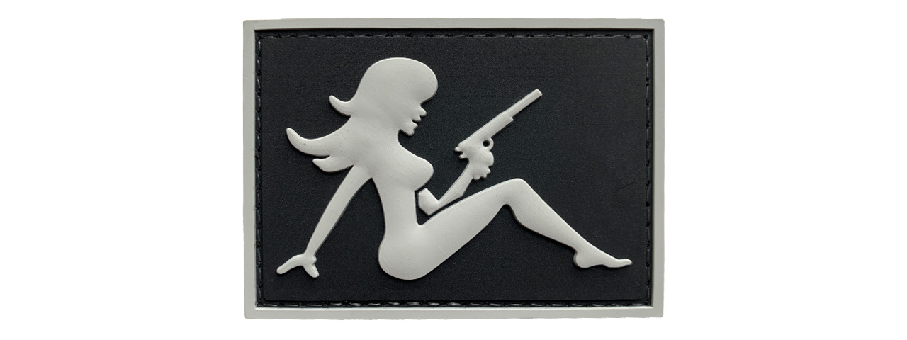 G-Force Mudflap Girl w/ Pistol PVC (Left) Patch (BLACK/GRAY) - Click Image to Close