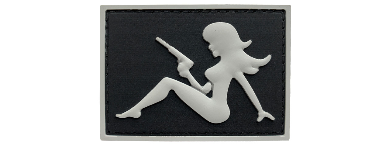G-Force Mudflap Girl w/ Pistol PVC (Right) Patch (BLACK/GRAY) - Click Image to Close