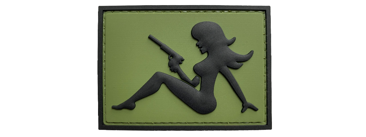 G-Force Mudflap Girl w/ Pistol PVC (Right) Patch (OD/BLACK) - Click Image to Close