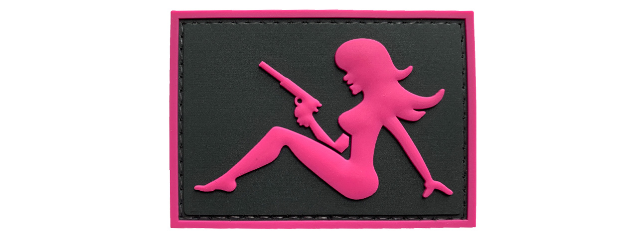 G-Force Mudflap Girl w/ Pistol PVC (Right) Patch (BLACK/PINK) - Click Image to Close