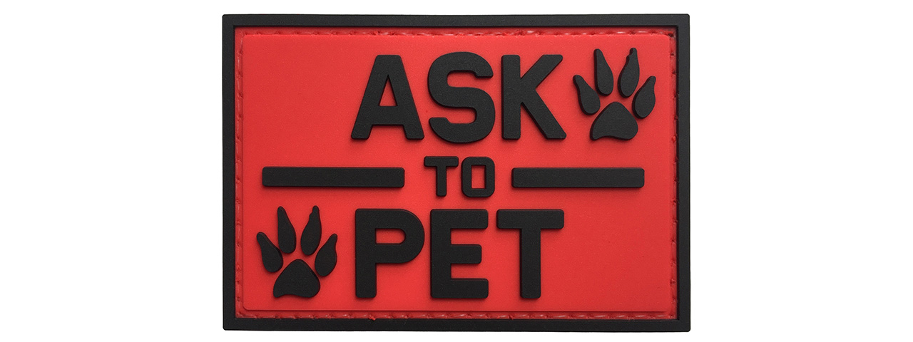 G-Force "Ask To Pet" PVC Morale Patch (RED) - Click Image to Close