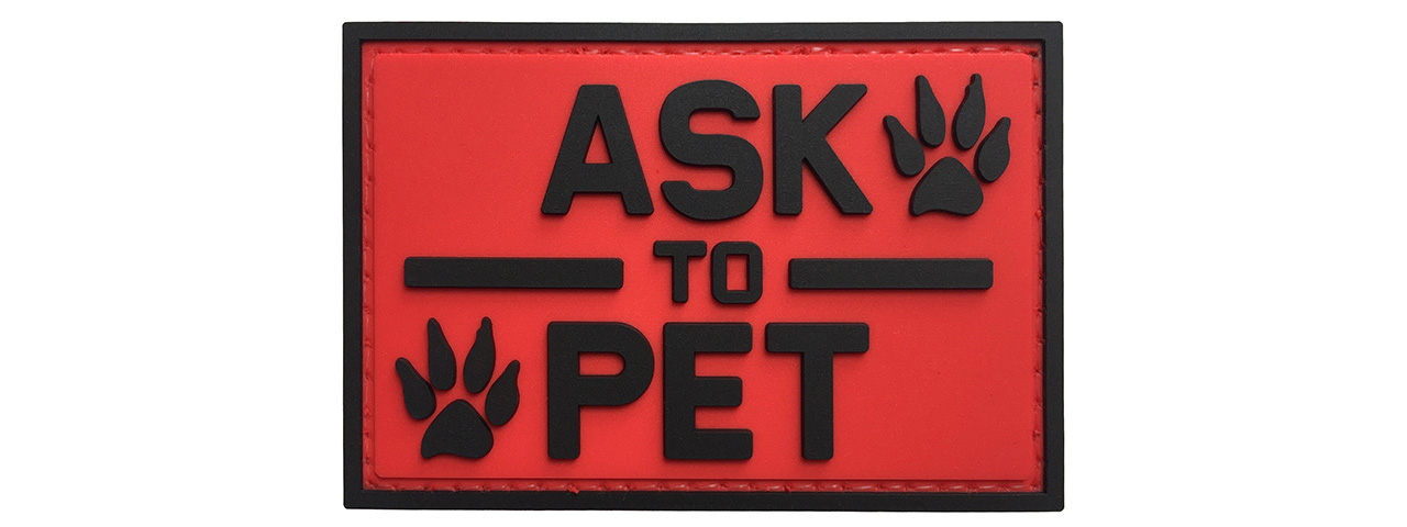 G-Force "Ask To Pet" PVC Morale Patch (RED) - Click Image to Close