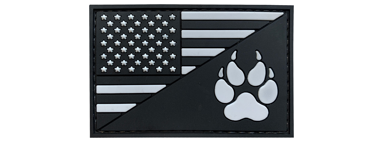 G-Force American Flag and K9 Paw PVC Morale Patch (BLACK) - Click Image to Close