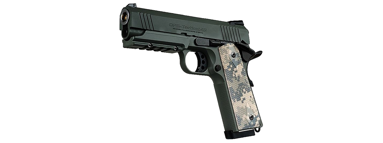 Tokyo Marui 4.3 Foliage Warrior 1911 Gas Blowback Airsoft Pistol (FOLIAGE GREEN) - Click Image to Close